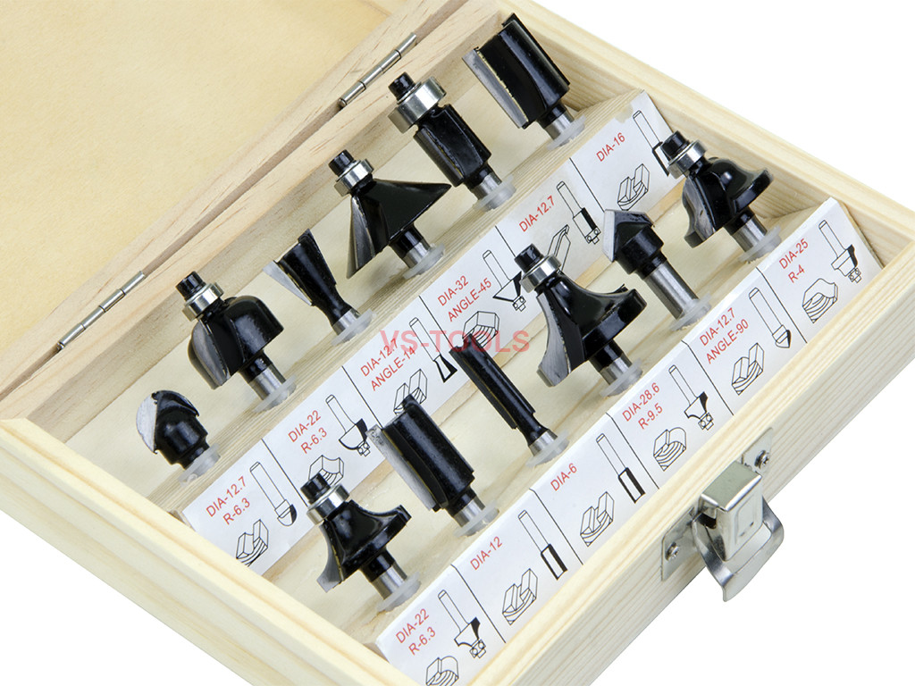 12Pcs Router Bit Set Shank Tungsten Carbide Rotary Tool Wood